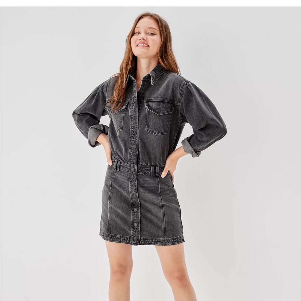 American Eagle Outfitters Gray Long Sleeve Dress